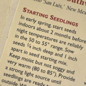 Sowing instructions on seed packet